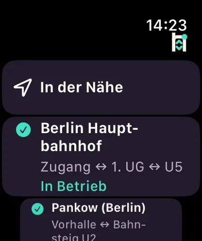 Apple Watch: Favoritenliste mit Status.